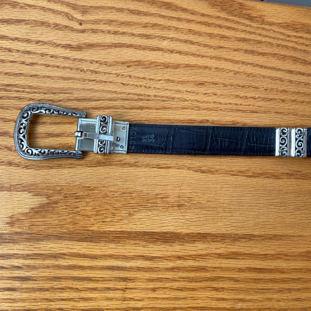 Brighton Black/Tan Reversible Croc Embossed 1” Leather Belt SZ XL - Picture 5 of 7